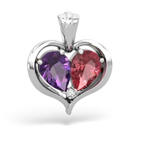 Amethyst Genuine Amethyst with Genuine Pink Tourmaline Two Become One pendant Pendant