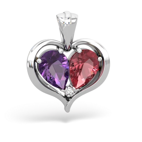 amethyst-tourmaline half heart whole pendant