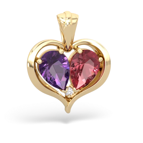 amethyst-tourmaline half heart whole pendant