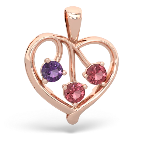 amethyst-tourmaline love heart pendant