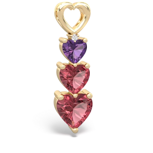 Amethyst Genuine Amethyst with Genuine Pink Tourmaline and Genuine Aquamarine Past Present Future pendant Pendant