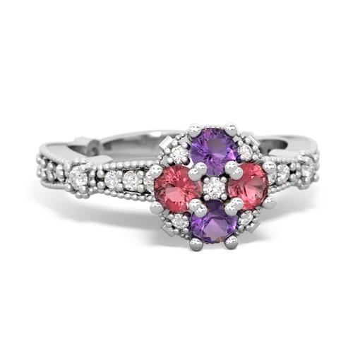 amethyst-tourmaline art deco engagement ring