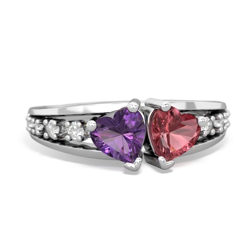 amethyst-tourmaline modern ring