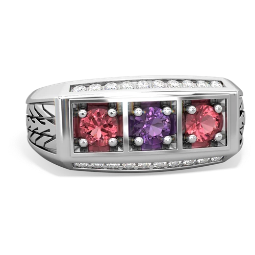 amethyst-tourmaline three stone ring