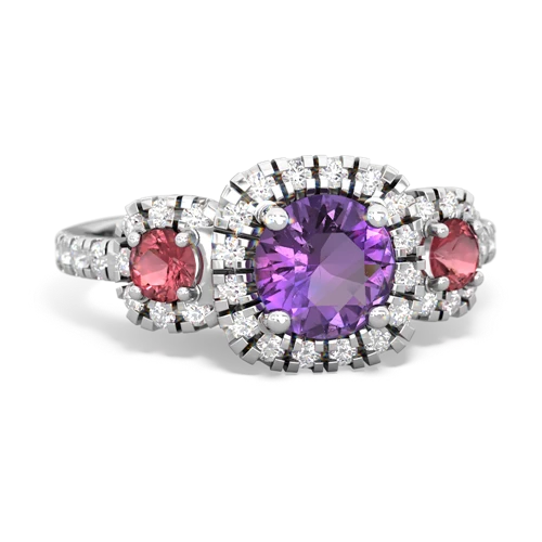 amethyst-tourmaline three stone regal ring