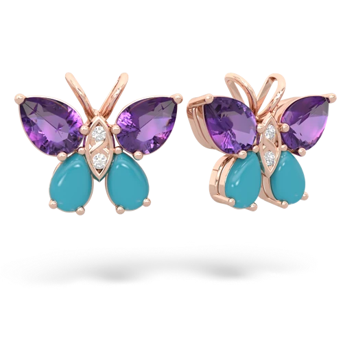 amethyst-turquoise butterfly earrings
