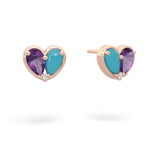 amethyst-turquoise one heart earrings