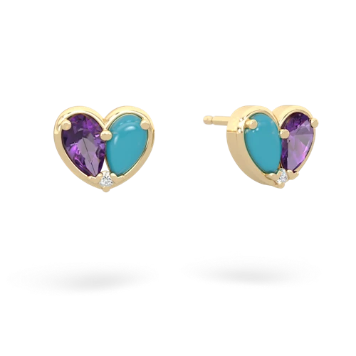 amethyst-turquoise one heart earrings