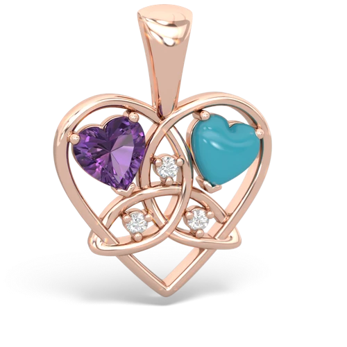 amethyst-turquoise celtic heart pendant