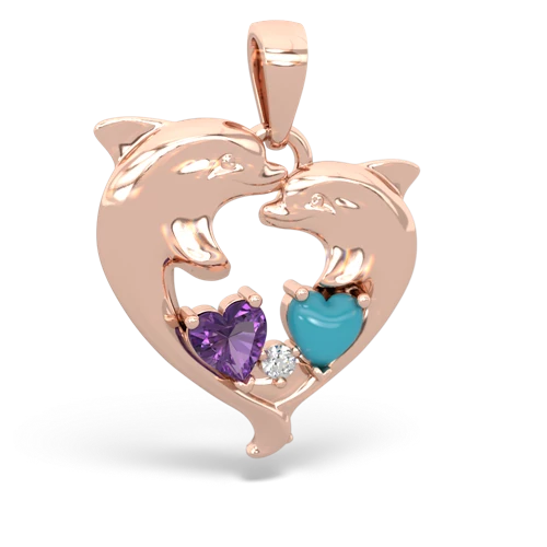amethyst-turquoise dolphins pendant