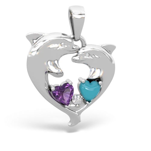 amethyst-turquoise dolphins pendant