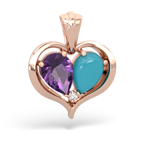 amethyst-turquoise half heart whole pendant