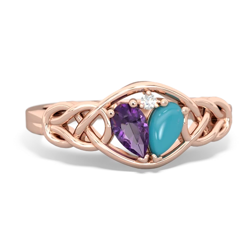 amethyst-turquoise celtic knot ring