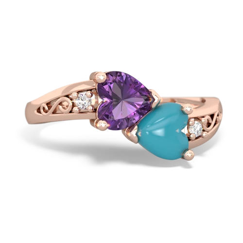 amethyst-turquoise filligree ring