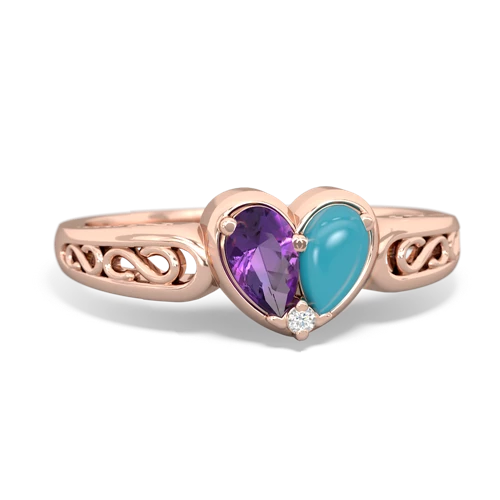 amethyst-turquoise filligree ring