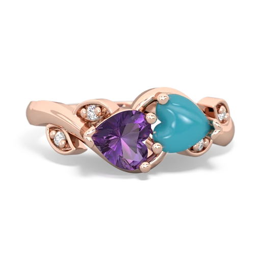 amethyst-turquoise floral keepsake ring