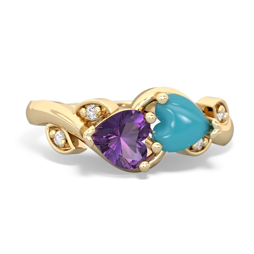 amethyst-turquoise floral keepsake ring