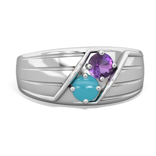 amethyst-turquoise mens ring