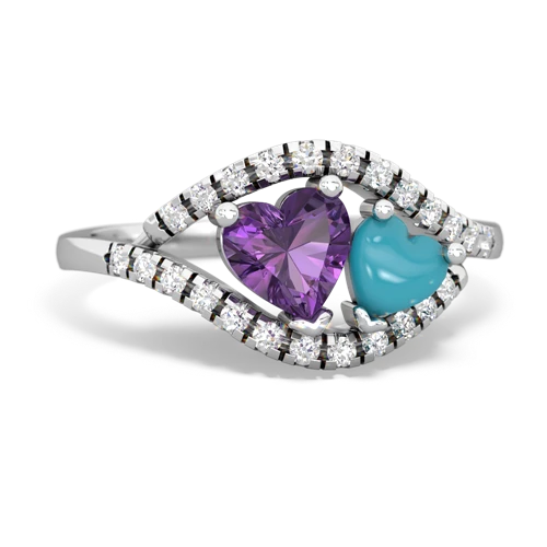 amethyst-turquoise mother child ring