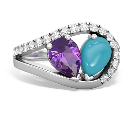 amethyst-turquoise pave heart ring