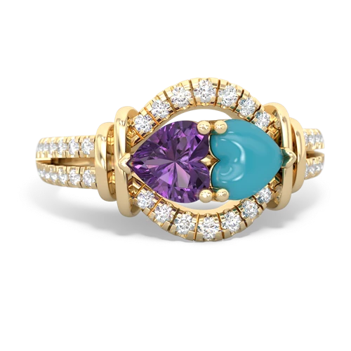 amethyst-turquoise pave keepsake ring