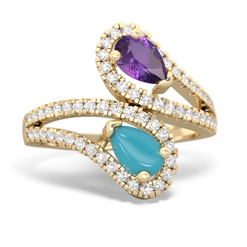 amethyst-turquoise pave swirls ring