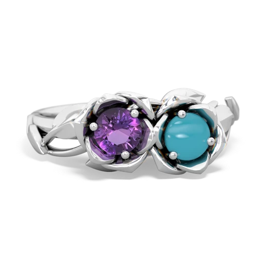 amethyst-turquoise roses ring