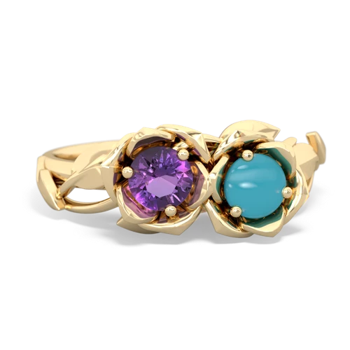 amethyst-turquoise roses ring