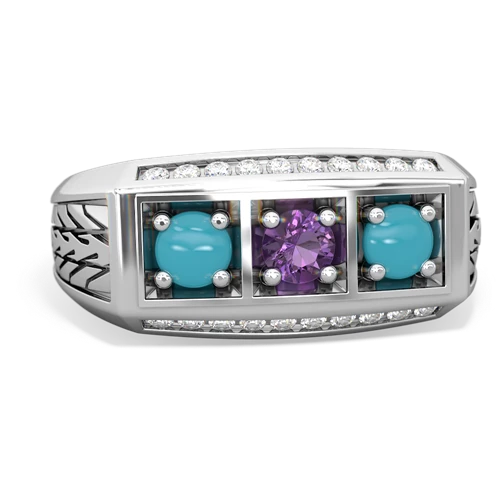 amethyst-turquoise three stone ring