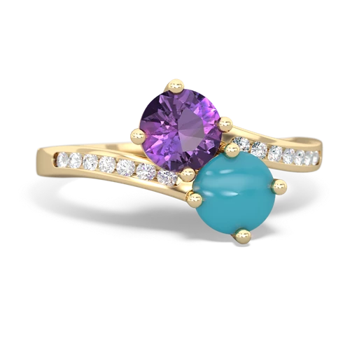 amethyst-turquoise two stone channel ring