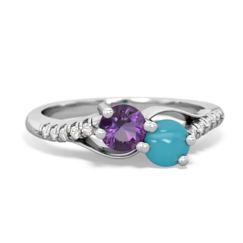 amethyst-turquoise two stone infinity ring