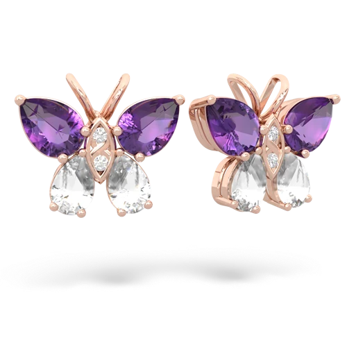 amethyst-white topaz butterfly earrings