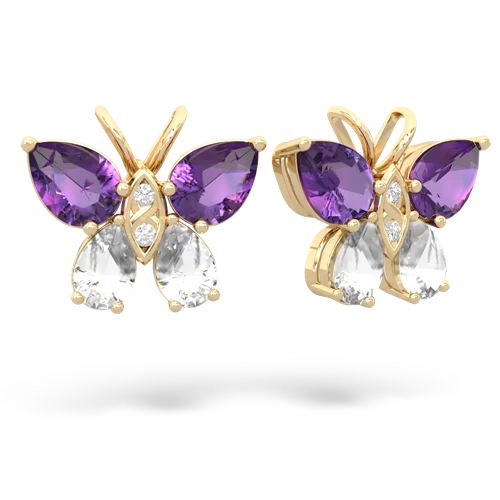 amethyst-white topaz butterfly earrings