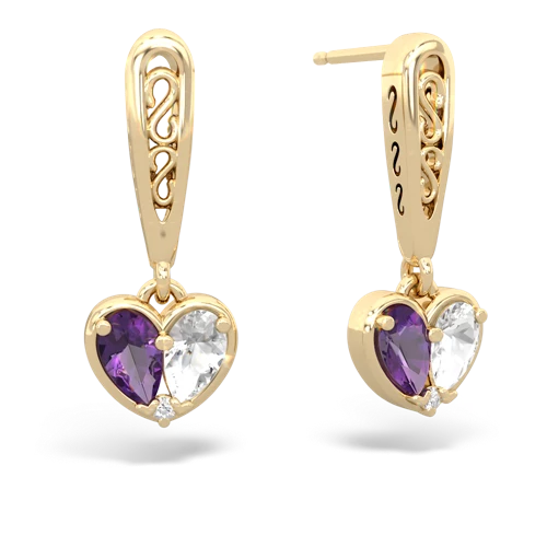 amethyst-white topaz filligree earrings