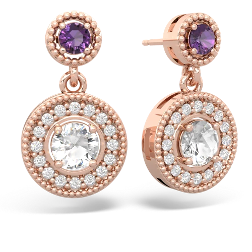 amethyst-white topaz halo earrings