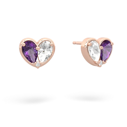 amethyst-white topaz one heart earrings