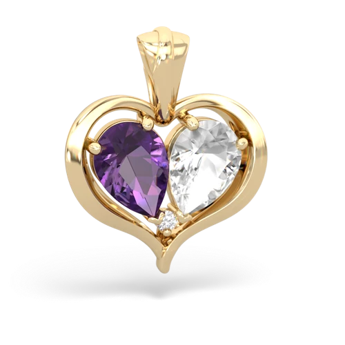 amethyst-white topaz half heart whole pendant