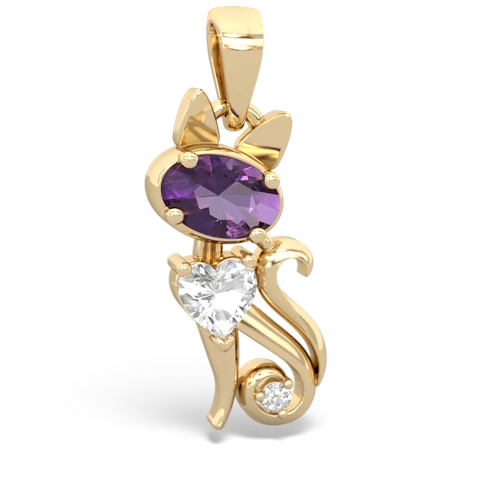 amethyst-white topaz kitten pendant