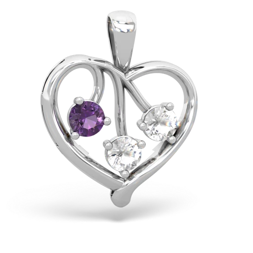 Amethyst Genuine Amethyst with Genuine White Topaz and  Glowing Heart pendant Pendant