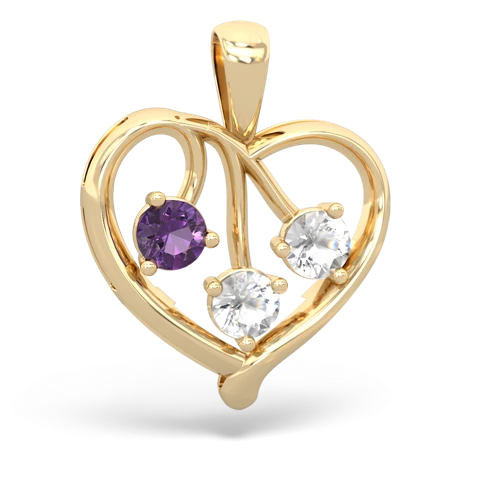 amethyst-white topaz love heart pendant