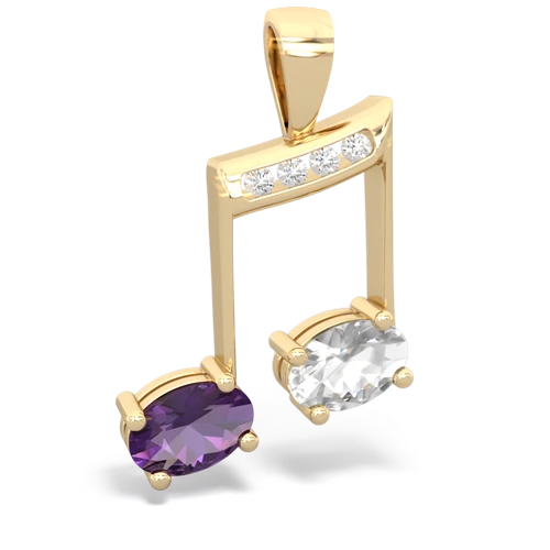 amethyst-white topaz music notes pendant