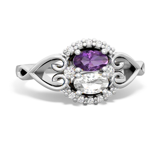 amethyst-white topaz antique keepsake ring