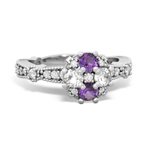 amethyst-white topaz art deco engagement ring