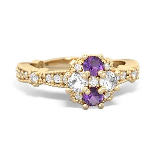 amethyst-white topaz art deco engagement ring