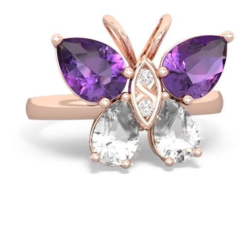 amethyst-white topaz butterfly ring