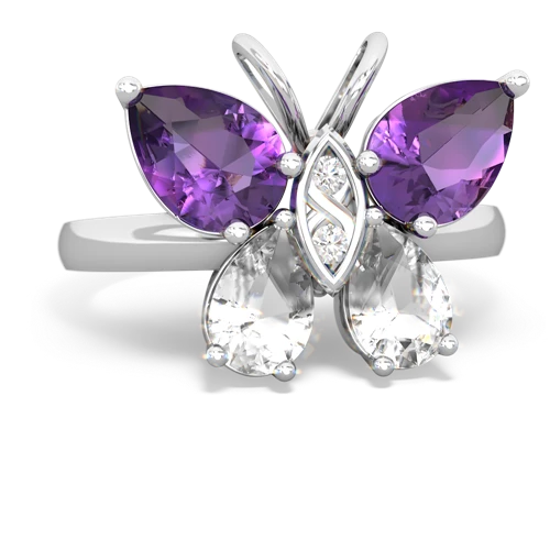 amethyst-white topaz butterfly ring