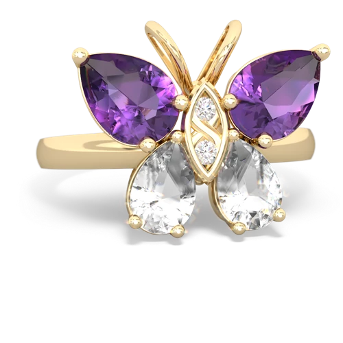 amethyst-white topaz butterfly ring