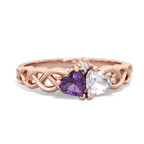 amethyst-white topaz celtic braid ring