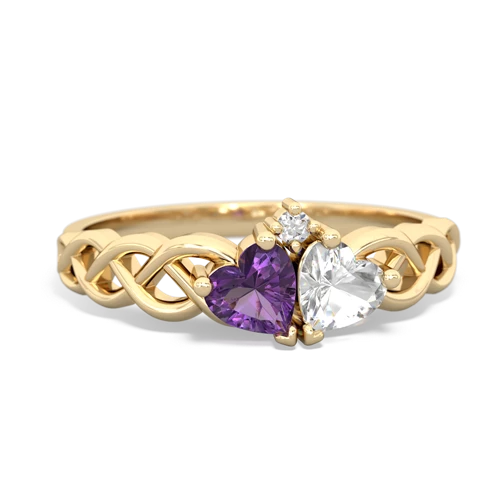 amethyst-white topaz celtic braid ring