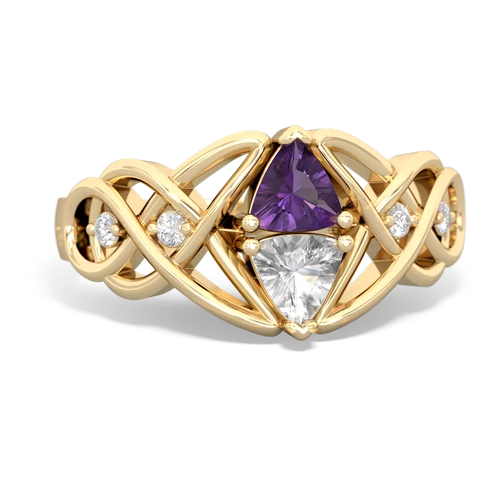 amethyst-white topaz celtic knot ring